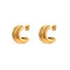 Aretes de Moda Ins Europeos y Americanos Simples Populares Versátiles Joyería Acero Inoxidable Curvados de Doble Capa en Forma de C para Mujer