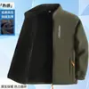 Jaqueta Casual Masculina Outono e Inverno, Jaqueta de Lã Tamanho Grande, Cardigan Quente Masculino, Gola Alta, Forrada com Lã, Jaqueta Grossa de Lã Polar