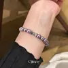 Cuentas Moradas Reflejan la Luna, Pulsera de Perlas con Cuentas en la Cintura de Zirconia, Pulsera de Estilo Francés Elegante, Joyería de Mano Retro de Lujo Ligero para Mujeres