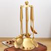 Espátula de Aço Inoxidável Transfronteiriça Utensílios de Cozinha Espátula de Cozinha Colher de Sopa Escumadeira Peneira Grande Conjunto de Presente Dourado