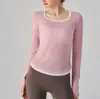 Top de yoga transfronterizo ligero con tacto fresco, colores contrastantes, corte holgado, adelgazante, bloques de color, manga larga, para fitness femenino y entrenamiento de deportes al aire libre