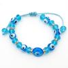 Pulseira de joias de olho azul de verão nova europeia e americana pulseira contas de vidro azul lago contas de cristal pulseira ajustável tecida