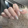 Xiaohongshu Mais Vendido Unhas Usáveis Artesanais Puras Strass Âmbar Gradiente Clareamento Manicure Pontas de Unha ins Pontas de Unha Retrô
