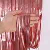 Cortina de Seda de Chuva Fosca com Borla de 3m para Fronteira Festa de Aniversário Casamento Decoração de Fundo Cortina de Porta de Seda de Chuva Névoa Fosca