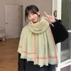 Cachecol de Cashmere Espesso Xadrez Bigodes Curtos Feminino Outono e Inverno Estilo Japonês Fofo ins Estilo Coreano Versátil Fashionável para Estudantes