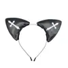 Diadema con Orejas de Gato para Halloween de Origen Transfronterizo y2k Subcultura Accesorios para el Cabello Oscuro Punk Diadema con Orejas de Gato Cruzadas