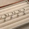 Anillo Abierto de Metal de Alta Gama Estilo Coreano con Colgante de Cruz Microincrustada Ins Personalizado Ajustable Anillo para Apilar