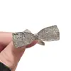 Grampo de Cabelo Prata com Laço de Strass para Mulheres, Presilha de Cabelo Brilhante com Pedras Zircônia e Diamante, Acessório de Cabelo com Presilha de Jacaré