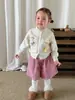 (9.15 Novedades) Nuevo atuendo de invierno para niñas, top y pantalones infantiles elegantes, suéter tejido, ropa de bebé