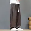 Pantalones Harem Rectos de Moda para Hombre Estilo Chino Nuevo Otoño 2026, Holgados con Aspecto de Lino y Rayas Oscuras, Pantalones Casuales Talla Grande