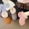 Acessório de cabeça de pelúcia boca tamanho pequeno chinelos de exterior aumento de altura simples sola grossa chinelos de algodão chinelos peludos femininos confortáveis quentes
