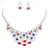 Joyería Estilo Europeo Hermoso Collar de Gemas de Colores Juego de Dos Piezas de Aretes Joyería de Boda para Novia de Gama Alta Juego de Gemas para Mujeres