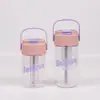 Copo de água de verão moderno para estudantes, copo com canudo estilo ins, copo de chá floral portátil, copo de chá e café de alta aparência para escritório