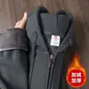 Moletom com Zíper Pesado 500g, Cor Sólida, Corte Amplo, Estilo Retro Americano, Versátil, Jaqueta com Forro de Fleece para Homens