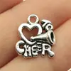 17x 16mm 1.8g plata antigua accesorios DIY deportes música Corazón para animar colgante