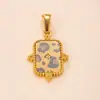 Pingente Único Venda Quente Transfronteiriça Joias de Aço Inoxidável Banhado a Ouro 18K Pingente da Moda Geométrico Incrustado com Concha Branca Colar Acessórios DIY