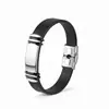 Pulseira Masculina de Aço Inoxidável e Silicone, Emenda Multicor/Placa Lisa Curva, Pode Ser Gravada, Pedido Mínimo de 1 Peça, Pode Ser Gravada