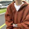 Suéter de Punto con Capucha y Media Cremallera Estilo Coreano para Hombre Invierno Holgado de Marca de Moda Estilo Perezoso Color Sólido Simple Casual