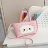 Laço rosa fofo, orelhas grandes, macio e adorável, prático, grande capacidade, de ombro único, design de gato de desenho animado, bolsa pequena para meninas