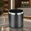 Lixeira de metal preta Lixeira comercial de camada dupla sem tampa de hotel à prova de fogo retardante de chamas de aço inoxidável Atacado