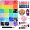 Caixa da moda e popular com 24 compartimentos de strass de resina jelly de cor AB com base plana, embalada para DIY de nail art, pequenos acessórios, atacado