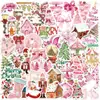 100 Adesivos de Natal Rosa para Decorar Capas de Celular Diário Manual DIY Copo d'Água Adesivos à Prova d'Água Atacado Transfronteiriço