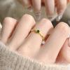 Anillo Ovalado Abierto de Ágata Sintética Vintage Moda Nicho Versátil Anillo para Dedo Índice Lujo Ligero Anillo de Alta Gama para Mujer