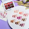 Nuevo Patrón de Nueve Cuadrículas Satinado Gel Color Macarrón Degradado Pintura Difuminada Esmalte en Gel Sin Limpiar en Stock