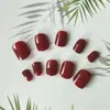 Conjunto de 24 Peças de Unhas Vestíveis Modernas e Elegantes, Pontas de Unha Vermelho Vinho Cereja, Adesivos de Unha Retrô Quentes de Venda Transfronteiriça