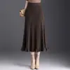 Falda midi de punto simple y elegante para mujer, nueva colección otoño/invierno 2026, de cintura alta, falda de línea A que estiliza, moderna y rejuvenecedora, con bajo ancho