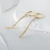 Prata Esterlina S925 Corrente de Malha de Diamante de Linha Única Brinco de Diamante Fivela de Orelha Brincos Venda Quente AliExpress Brincos Elegantes de Luxo Leve para Mulheres