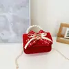 Año Nuevo Año Nuevo Sobres Rojos Infantiles Lazo Perla Portátil Bordado Dibujos Animados Peluche Princesa Niña Bandolera Billetera para Monedas