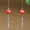 Pendientes de Plata S925 Alto Contenido Oro Púrpura Arena Dorada Cola de Fénix Pendientes de Cinabrio Pendientes de Arena Imperial Pendientes en Vivo