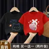 Camiseta Manga Curta para Meninas 2025 Nova 100% Algodão Tops Infantis Estilo Verão Tamanhos Médio e Grande Meninas Verão Manga Meia-Manga Roupas Infantis Tendência