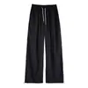 Calça Esportiva de Seda Gelada de Secagem Rápida para Mulheres, Nova Calça Reta Listrada de Cintura Alta Primavera/Verão 2026, Calça de Pierna Larga Solta Estilo Preguiçoso