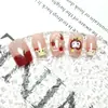 Unhas Usáveis Tendência Apple Kitty para Meninas Doces Unhas Curtas Feitas à Mão Arte de Unhas Falsas Adesivos Estilo Cute Ins
