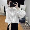 Camisa de manga larga abullonada para mujer, moda coreana de primavera nuevo estilo, top holgado que rejuvenece, camisa básica, blusa