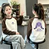 Camiseta térmica de forro polar con cuello redondo para niña 2026 Otoño/Invierno Nueva prenda superior para niños Niña Pequeña Ropa interior de Otoño/Invierno Bloque de color Manga larga
