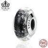 Aifule moda artesanal céu estrelado preto S925 prata esterlina boutique contas de vidro diy pulseira acessórios SCZ066