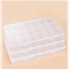 Caja de almacenamiento pequeña de plástico transparente de 18 rejillas para guardar herramientas de joyería, artículos de pesca con cuentas y tapa.
