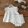 Estilo INS versão coreana verão bebê conjunto de top sem mangas com retalhos florais xadrez + shorts para bebês meninas roupa de duas peças
