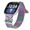 Para Fitbit Versa4 Borboleta com Diamante Malha de Milão Versa3 Malha de Milão Pulseira de Relógio Magnética