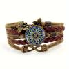 Pulseira Flor de Lótus Mandala Yoga Feminina Vintage Tecida à Mão Multi-camadas Corda de Couro para Mão Joia de Mão Pedra do Tempo Borboleta