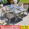 Conjunto de mesa e cadeira para exterior da Família Mo, pátio jardim, mesa de rocha esmaltada, mesa de chá de liga de alumínio para exterior, combinação de mesa e cadeira de luxo leve