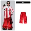 Roupas de Street Dance para Meninos Hip-Hop Outfits Modernos Infantis Marca de Moda Hip-Hop Roupa Infantil Roupa para Apresentação na Passarela de Couro Vermelho Brilhante para Meninos