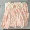 Directo de Fábrica Otoño Nueva Llegada Celebridad de Internet Transmisión en Vivo Más Vendido Doble Borde Largo de Encaje Pijama Algodón Nube Dulce Ropa para el Hogar