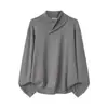 Suéter de Punto Irregular de Cuello Medio Alto para Hombre, Prenda Base de Manga Larga, Tejido Holgado, Ropa Interior para el Trabajo, Top de Otoño/Invierno