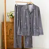 Pijama Estilo Novo 2026, Algodão Puro Primavera e Outono, Pode Ser Usado Fora, Cardigan Oversized de Manga Longa de Alta Qualidade, Conjunto 100% Algodão