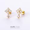 Acero de Titanio 316L Chapado en Oro Microincrustaciones Joyería para Piercing de Hélice de la Oreja Pendientes Creativos con Forma de Cruz Clavos para Piercing Clavos para Hélice de la Oreja