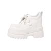 Zapatos de Mujer de Cuero Estilosos con Plataforma Impermeable y Tacón Ultra Alto de 12 cm, Nuevos Primavera 2026, Punta Redonda, Suela Gruesa, Tacón Oculto, con Cordones